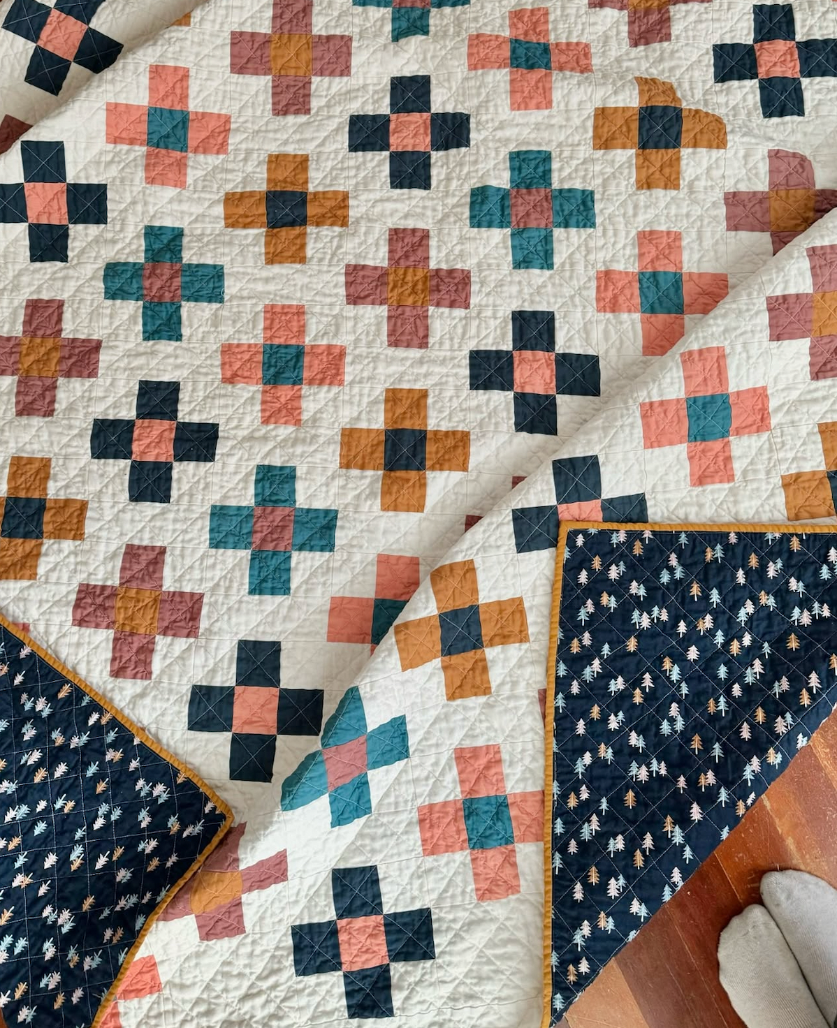 Little Flowers Cotton Quilt Fabric Kit - 73 x 73 in - design reference; colors may differ; pattern sold separately