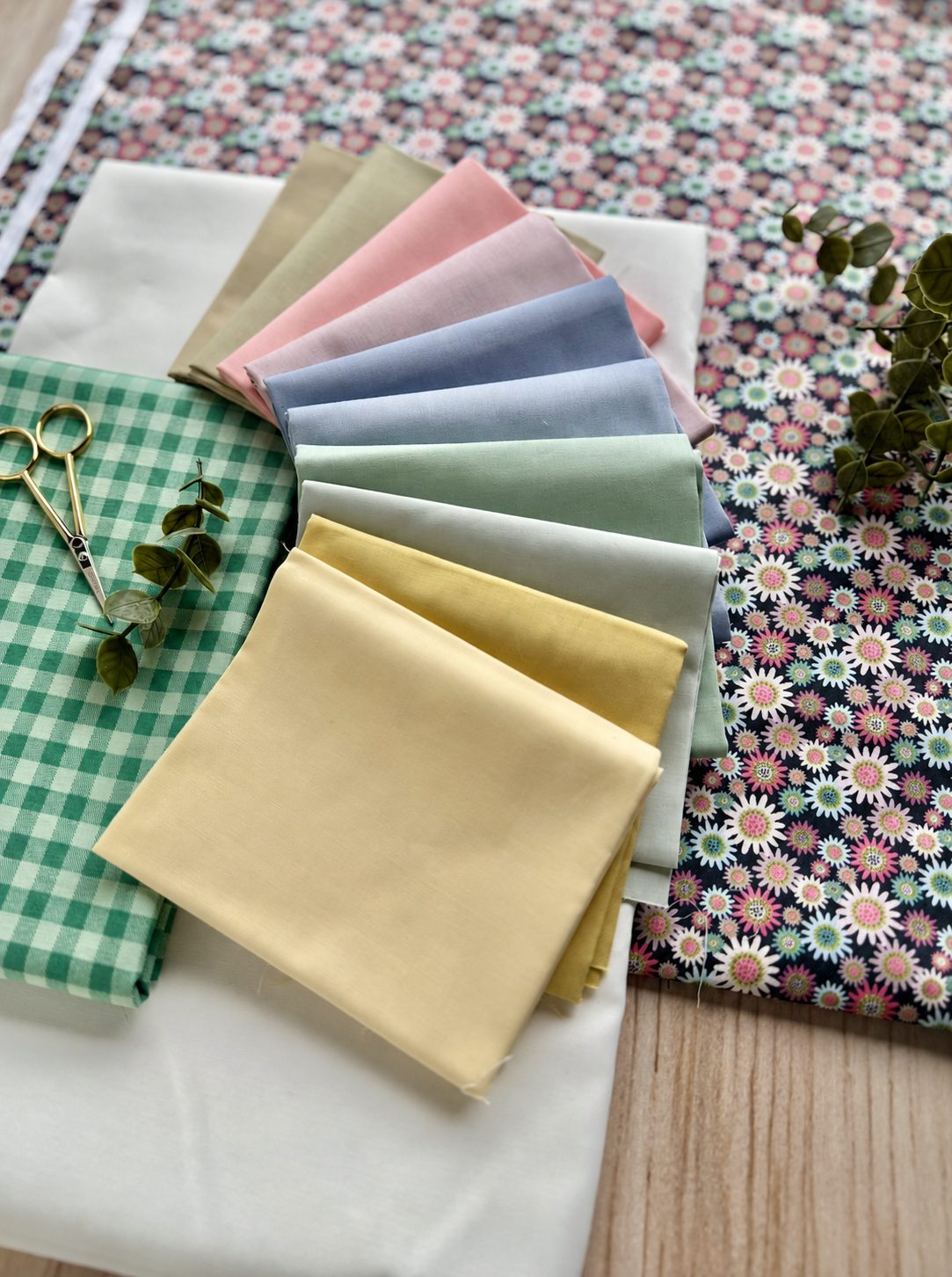 Little Flowers Cotton Quilt Fabric Kit - 73 x 73 in - product view 5
