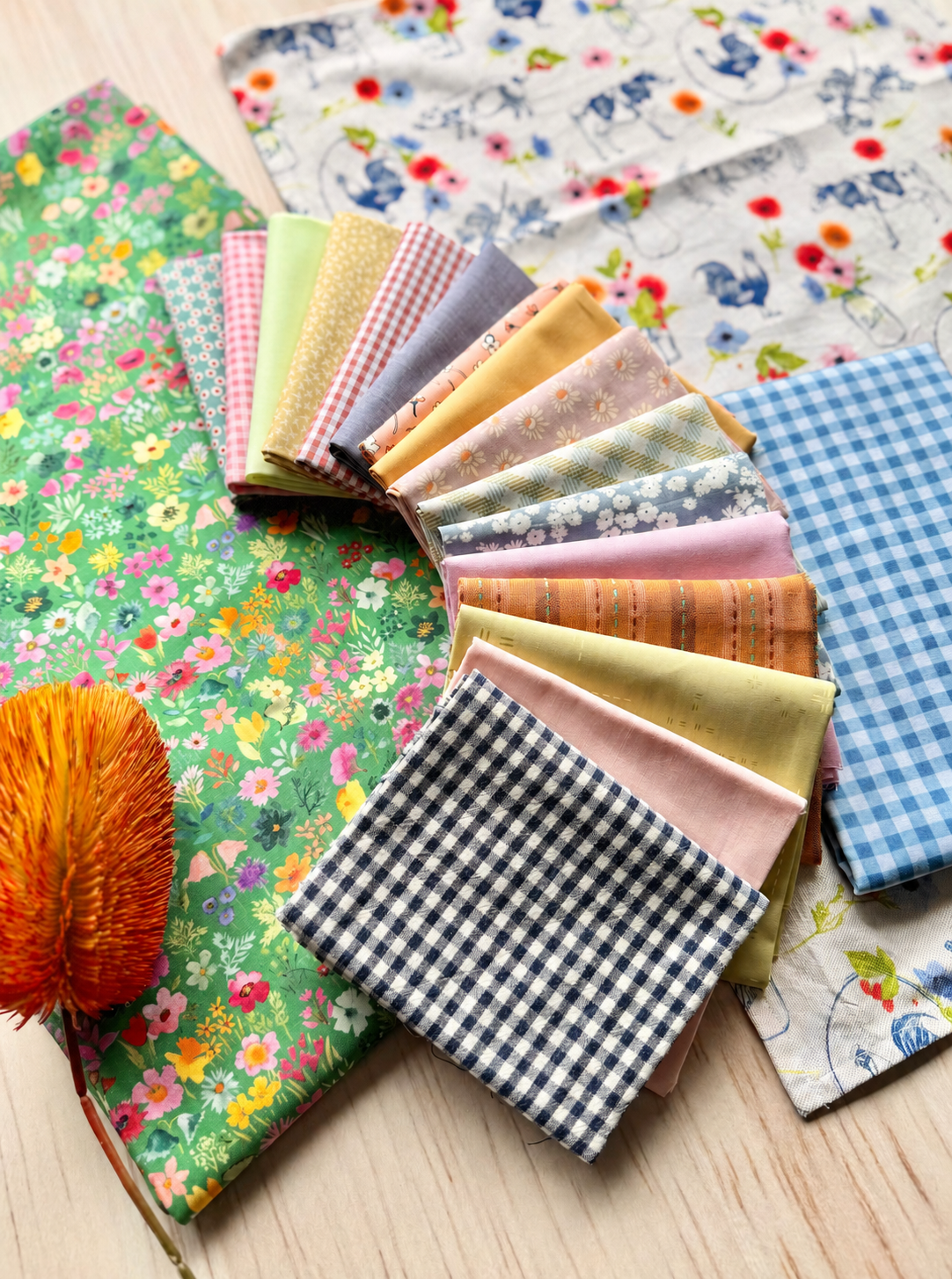 Big Patch Cotton Quilt Fabric Kit with Backing - Throw - product view 3