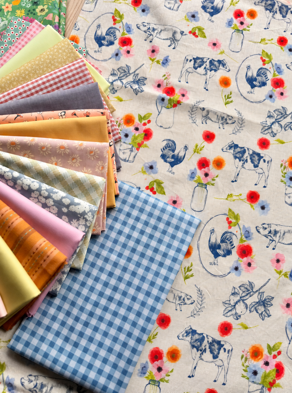 Big Patch Cotton Quilt Fabric Kit with Backing - Throw - product view 4
